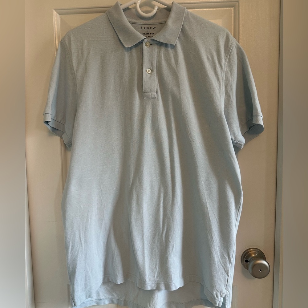 J. Crew Men's Light Blue Slim Fit Polo Shirt, Size L